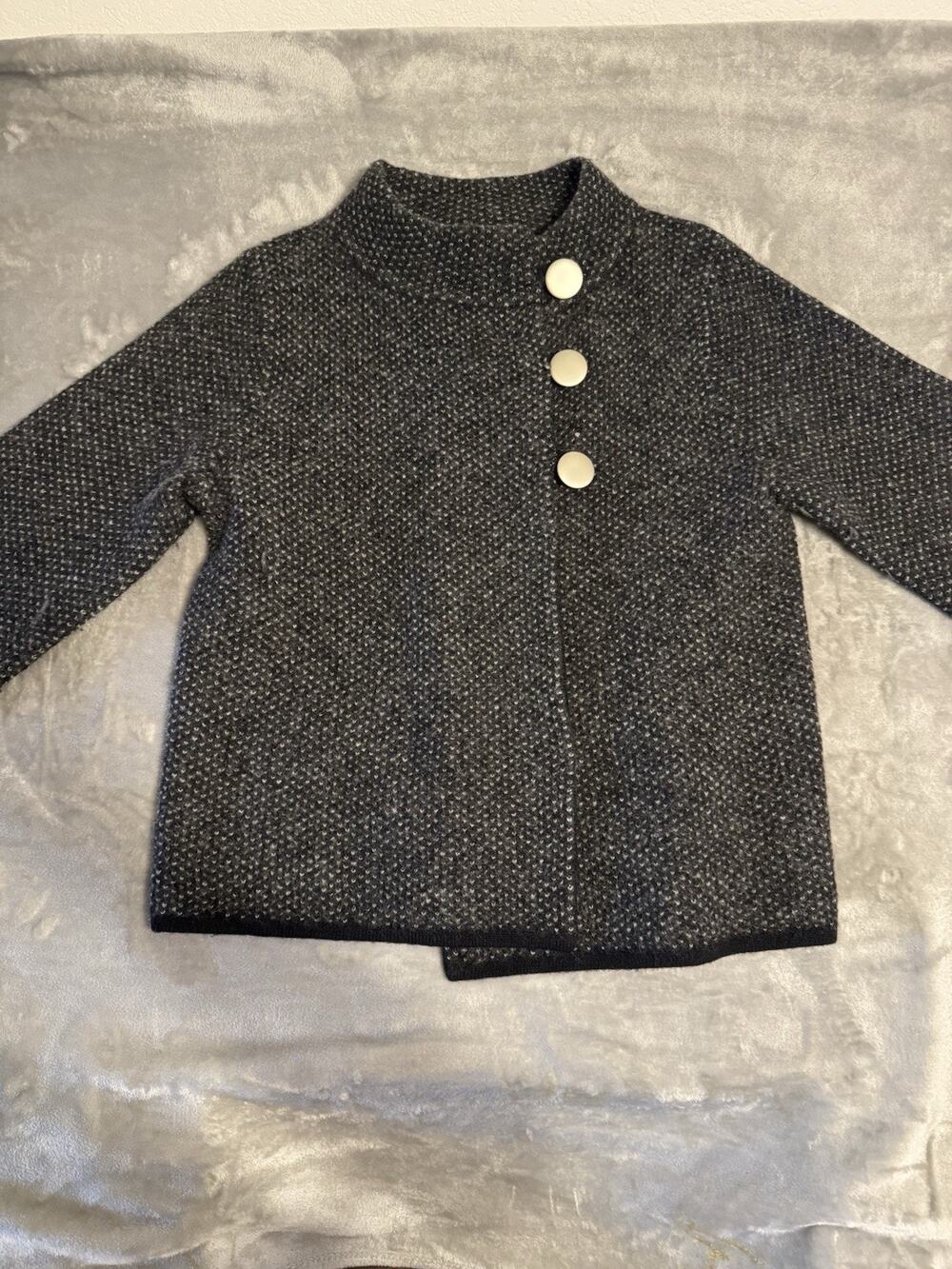 Covington Sweater Womens Cardigan Collared Casual 100% Wool Black XL- 1/2 Sleeve